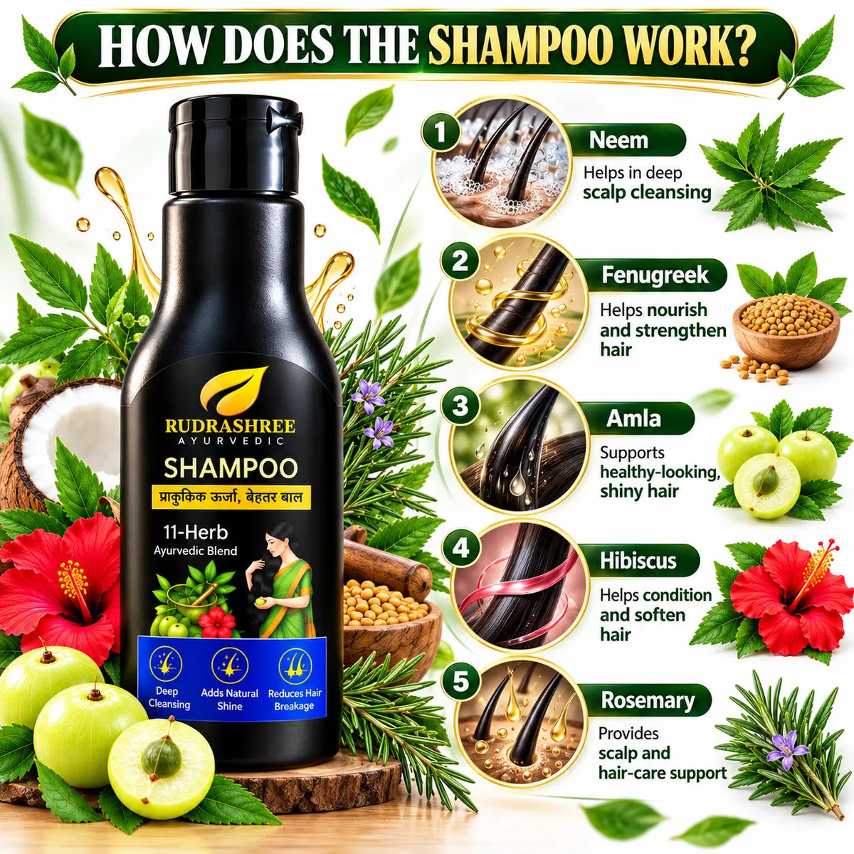 RUDRASHREE AYURVEDIC 11-HERB SHAMPOO